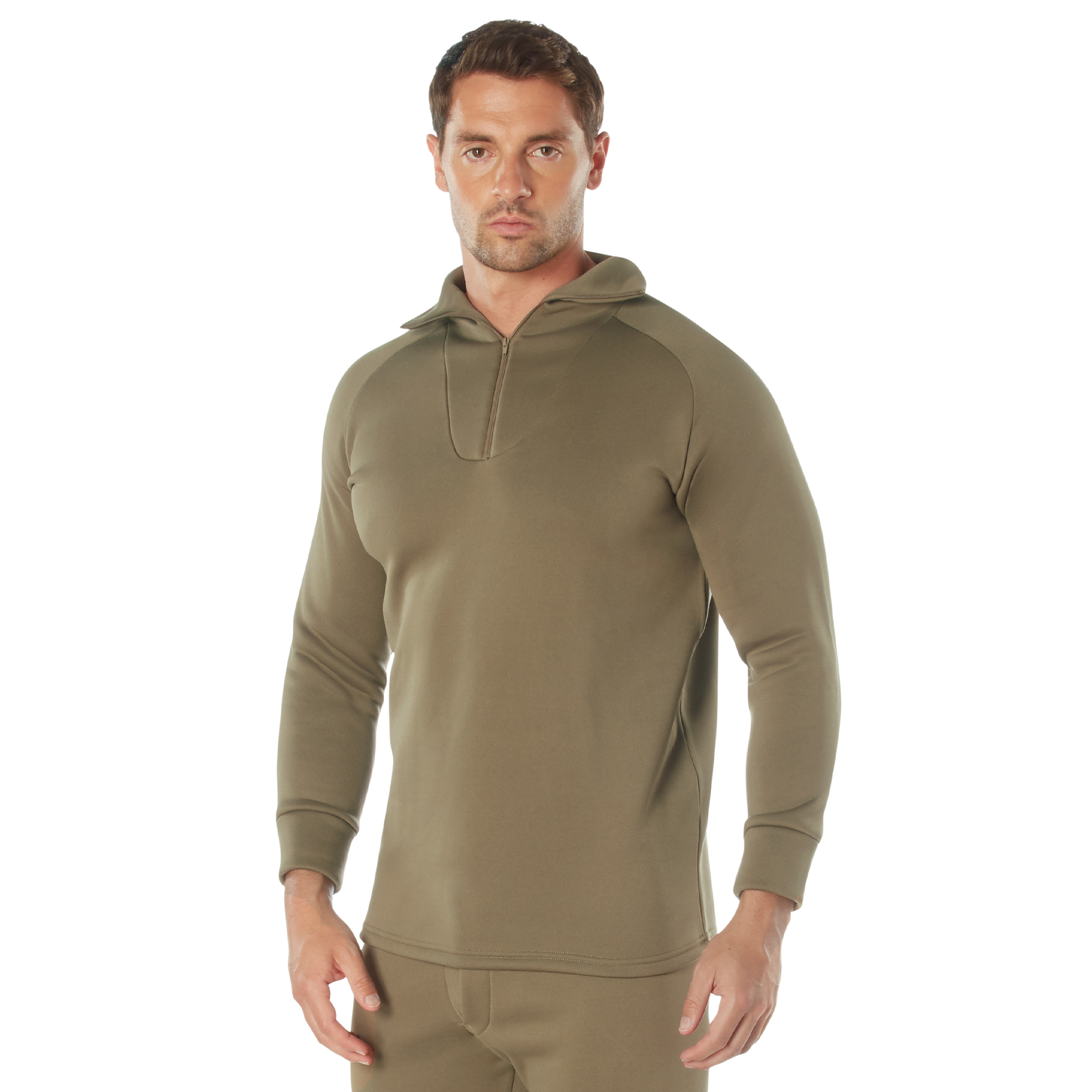 Rothco Ecwcs Poly Zip Collar Shirts - Ar 670-1 Coyote Brown, Medium