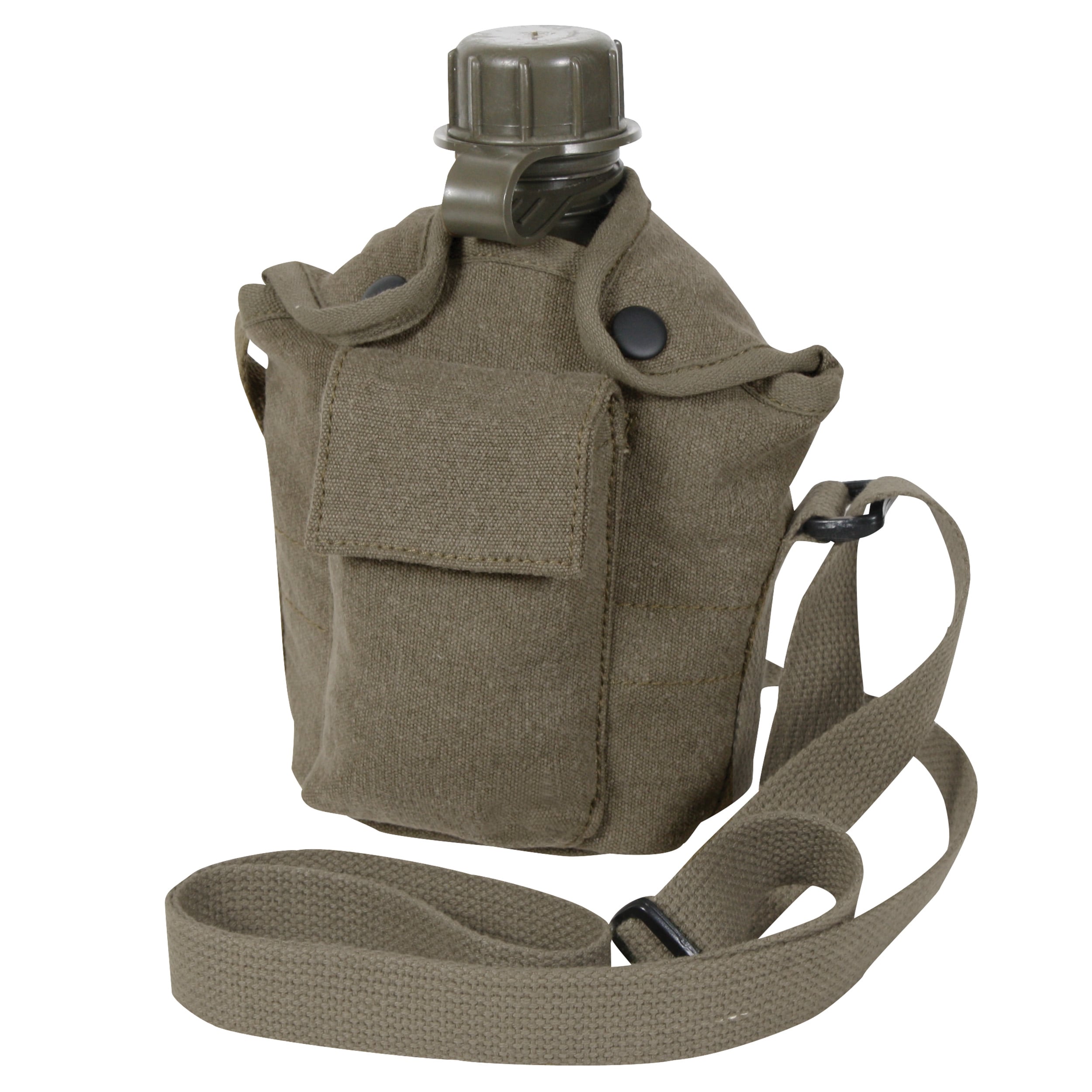 Rothco Vintage Canvas Carry-All Canteen Cover With Shoulder Strap - Olive Drab