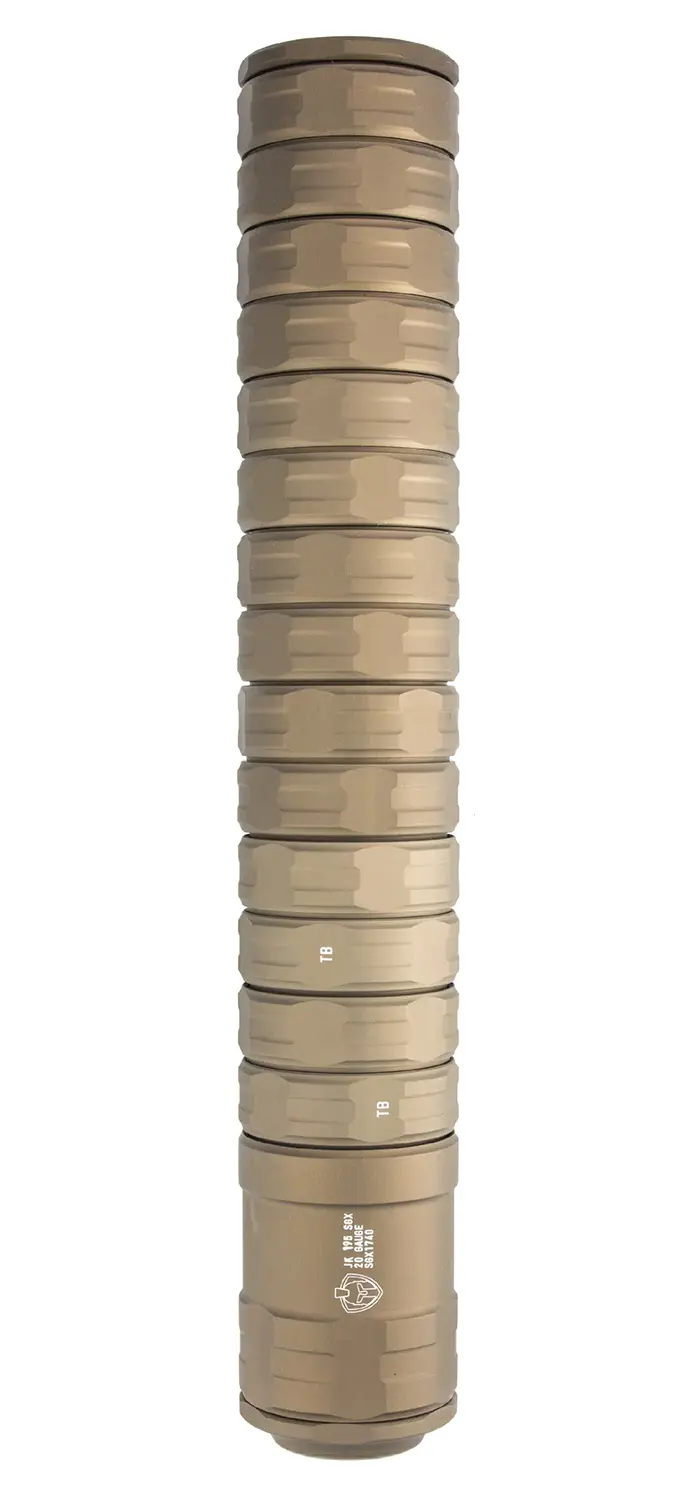 JK Armament SGX 195 20 Gauge Suppressor, 1.95 in FDE