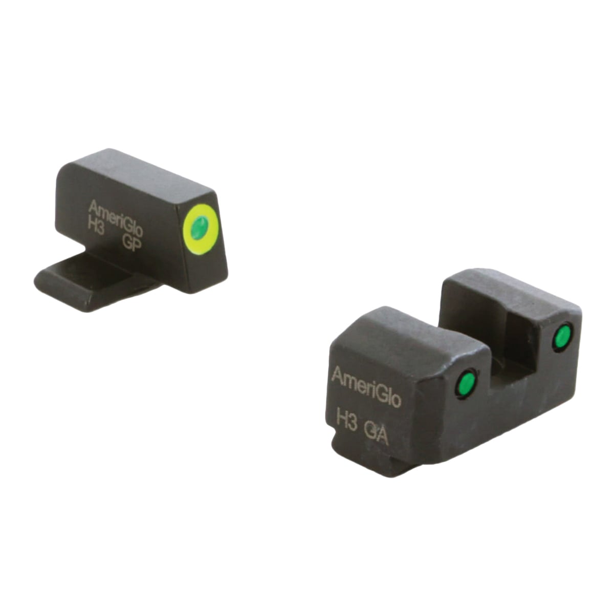 Ameriglo Night Sight Set Front/Rear, Green/Lumi Green/Green/Black