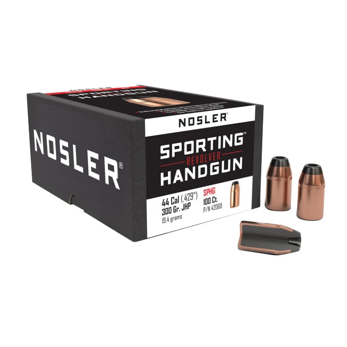 Nosler Sporting Handgun .44 Cal JHP FB Revolver Bullet, 300 gr 0.429" 100rds