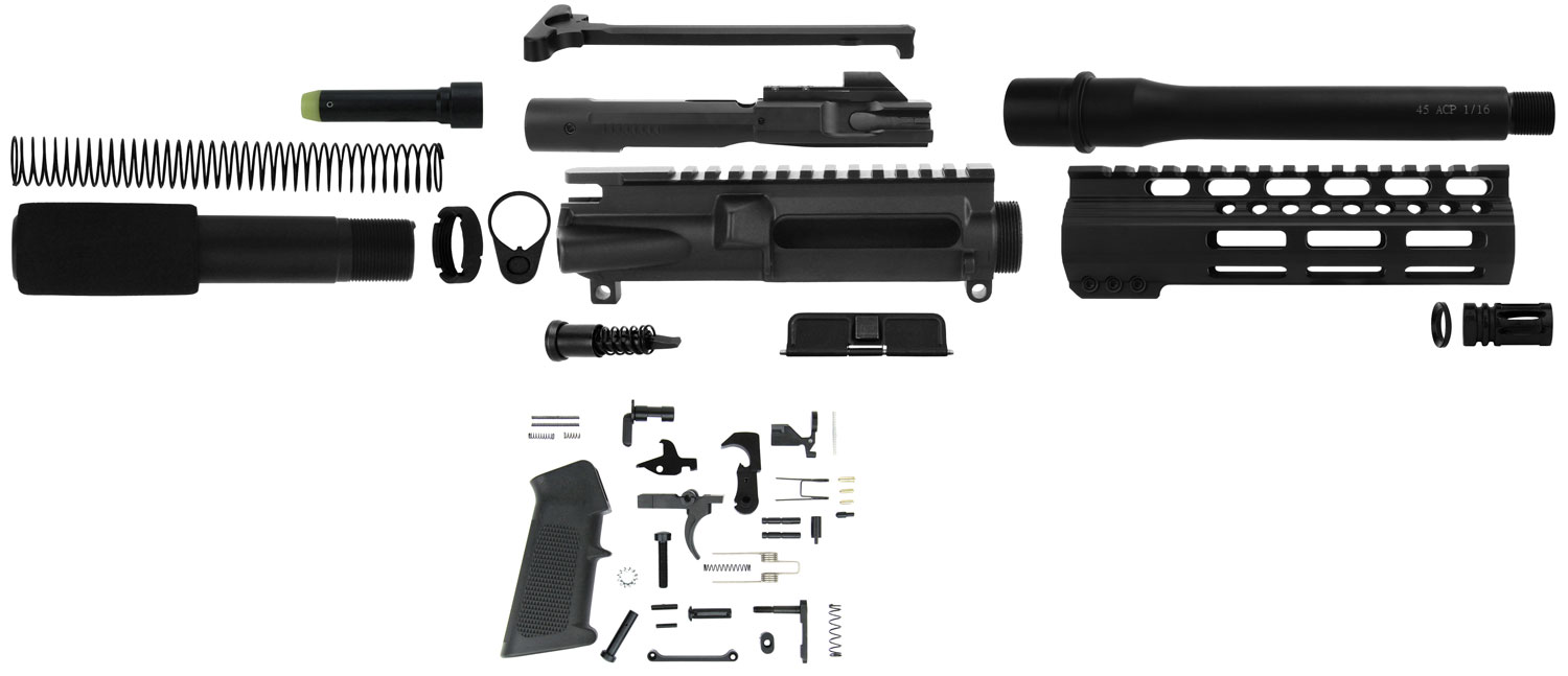 Tacfire Build Kit w/ LPK 7.5" Nitride Black Barrel for AR-15 45 ACP Complete Pistol - SSPK45ACPLPK