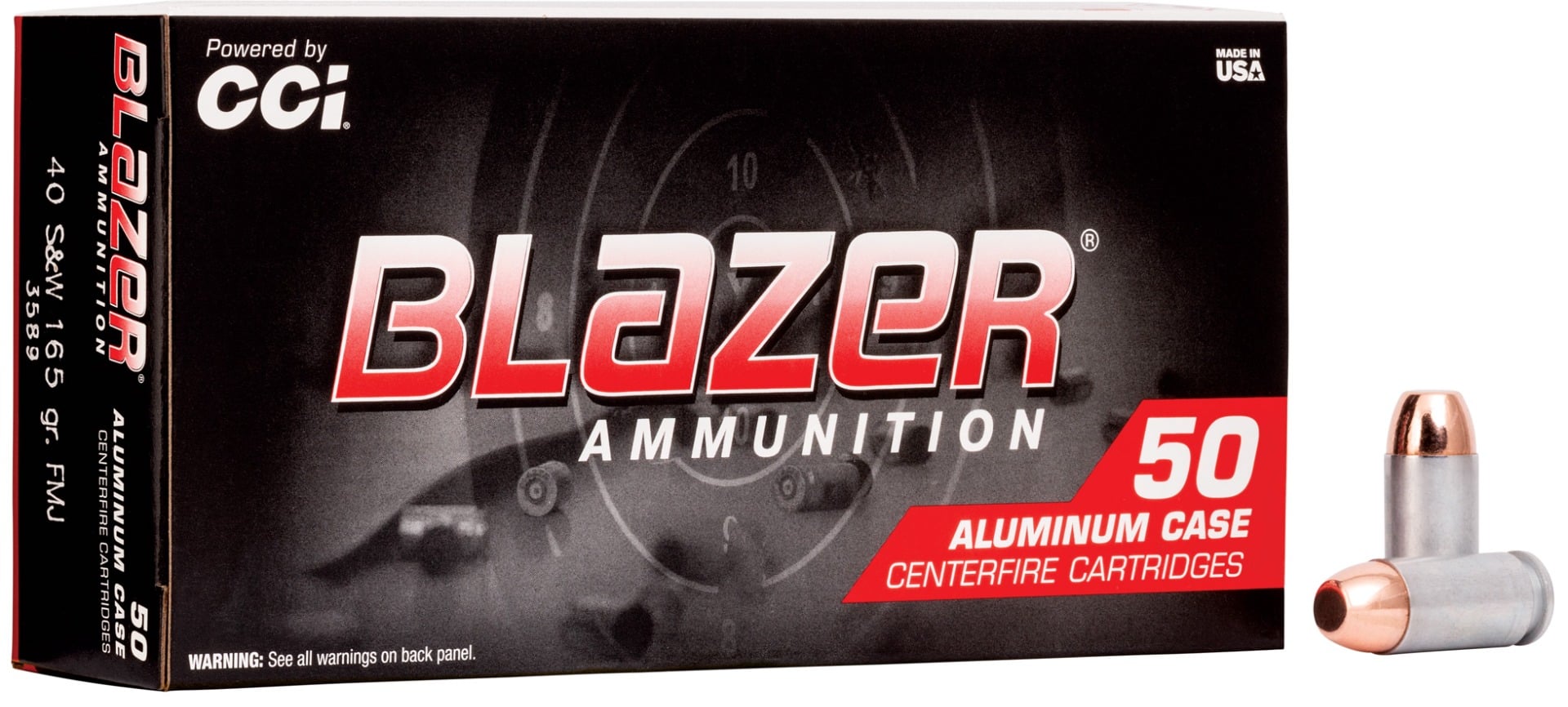 CCI Blazer 165 gr Full Metal Jacket .40 S&W Ammo, 50/box - 3589