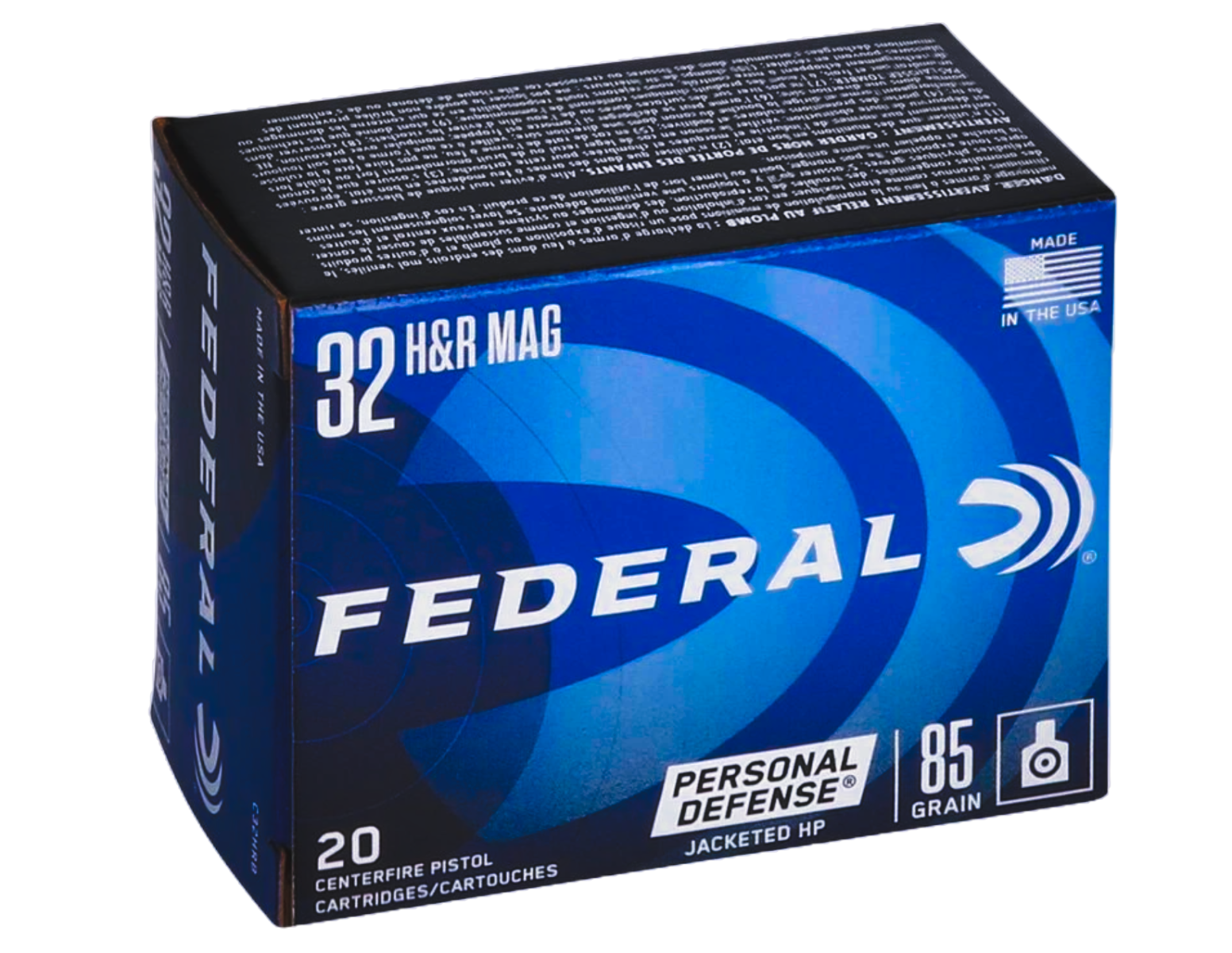 Federal Personal Defense .32 H&R Mag 85 gr JHP 20 Rounds Ammunition - C32HRB