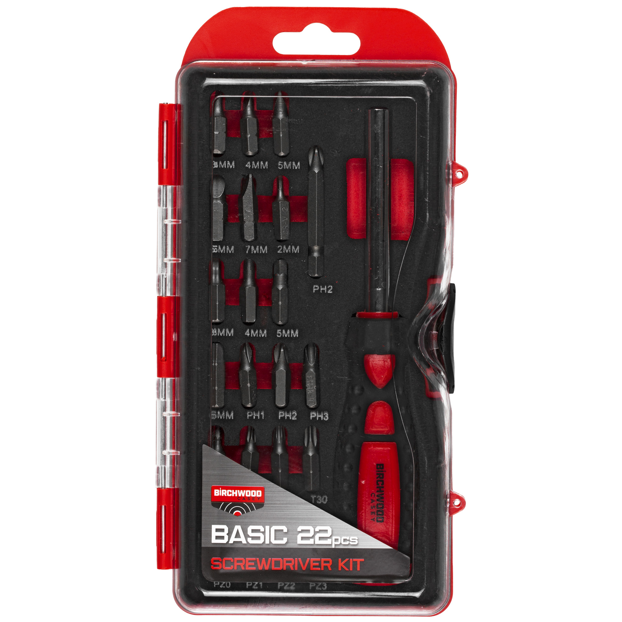 Birchwood Casey Basic Screwdriver Set, 22 Piece Kit, Red - BCBSDS
