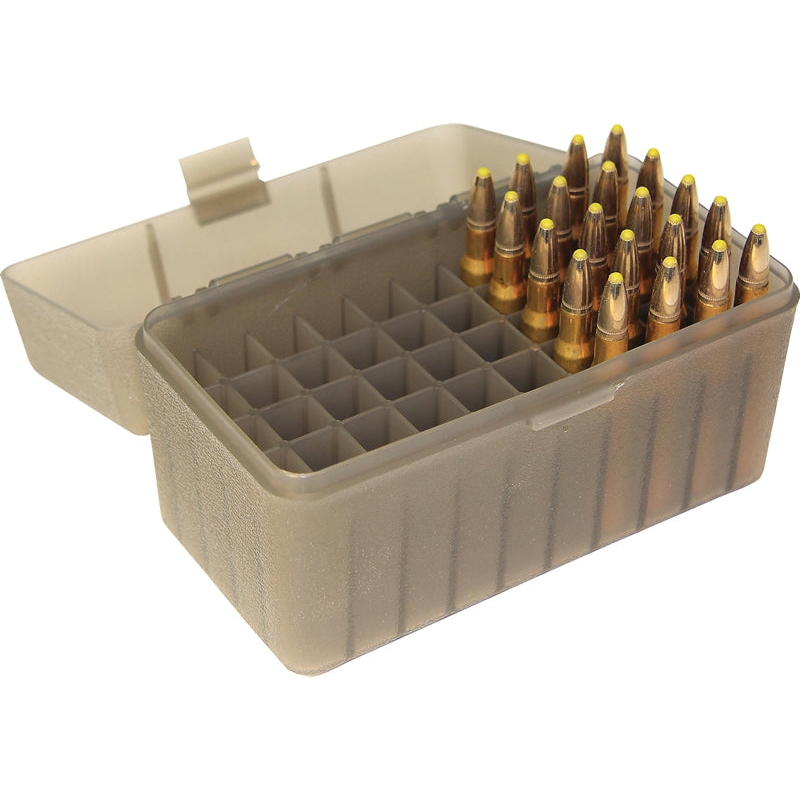 MTM Case Gard .270 Winchester/.25-06 Remington Flip-Top Ammo Box, 50rds Clear Smoke