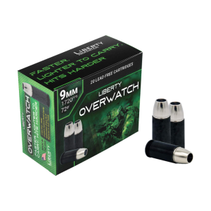 Liberty Ammunition LAOW9MM721700 OverWatch 9mm Luger 72 GROpen Cavity Design 20 Per Box/ 50 Cs - 20rd Box