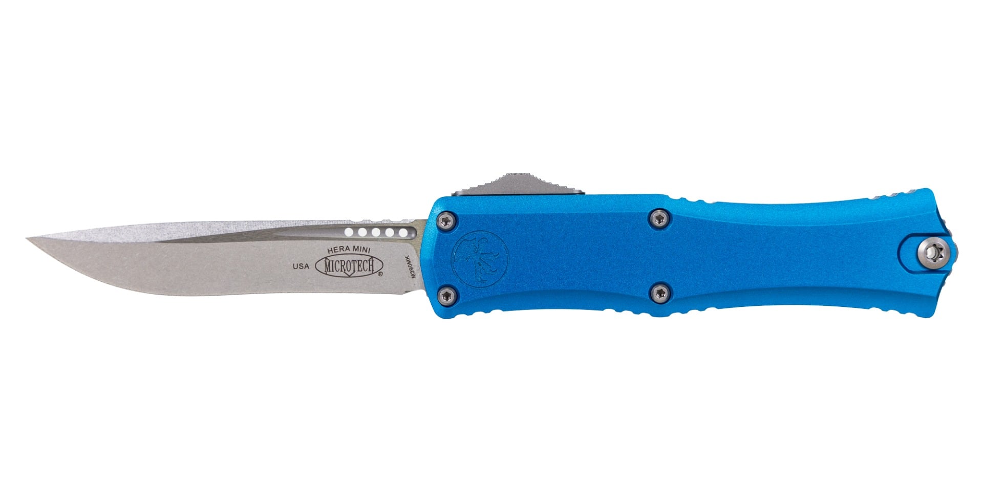 Microtech Mini Hera II OTF Recurve Knife, Blue - 1705M-10BL
