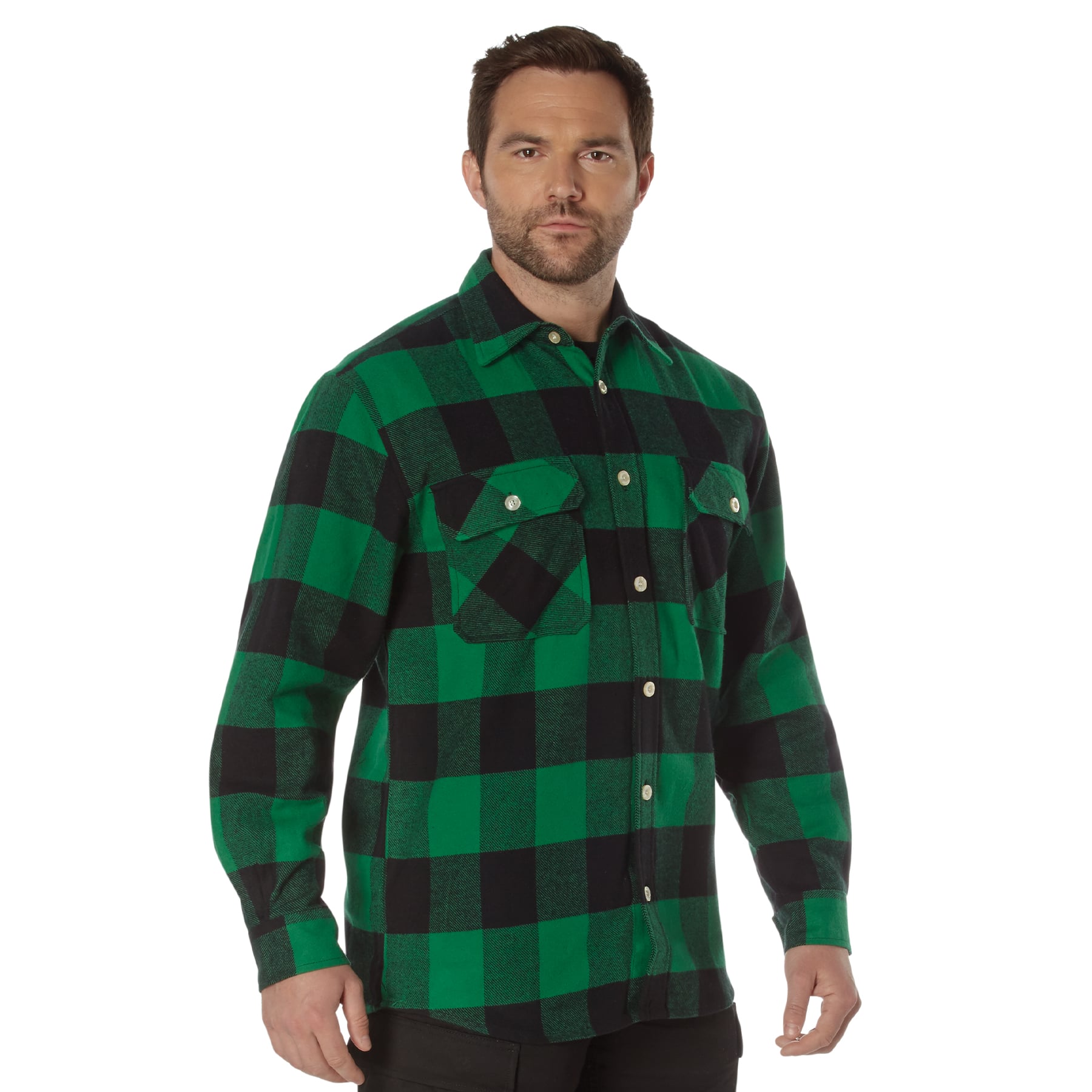 Rothco Extra Heavyweight Buffalo Plaid Flannel Shirt - Green Plaid, Large