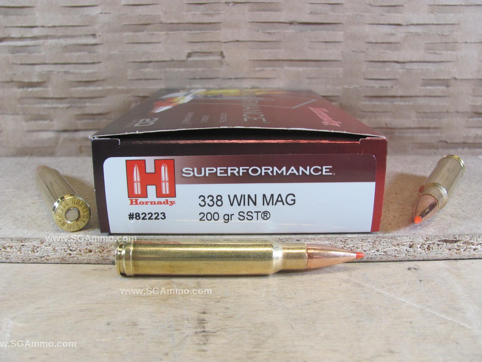 20 Round Box – 338 Winchester Magnum 200 Grain SST Superformance Hornady Ammo – 82223