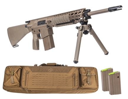 PSA Sabre AR-10 Rifle Forged 20" .308 w/ 12.5" Quad Rail, A1 Stock, Magpul Bi-Pod, 3 Mags, & Sabre Bag, FDE