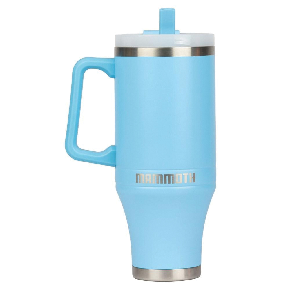 Mammoth Ascent Tumbler w/Handle and Straw, 40 oz Light Blue Glow
