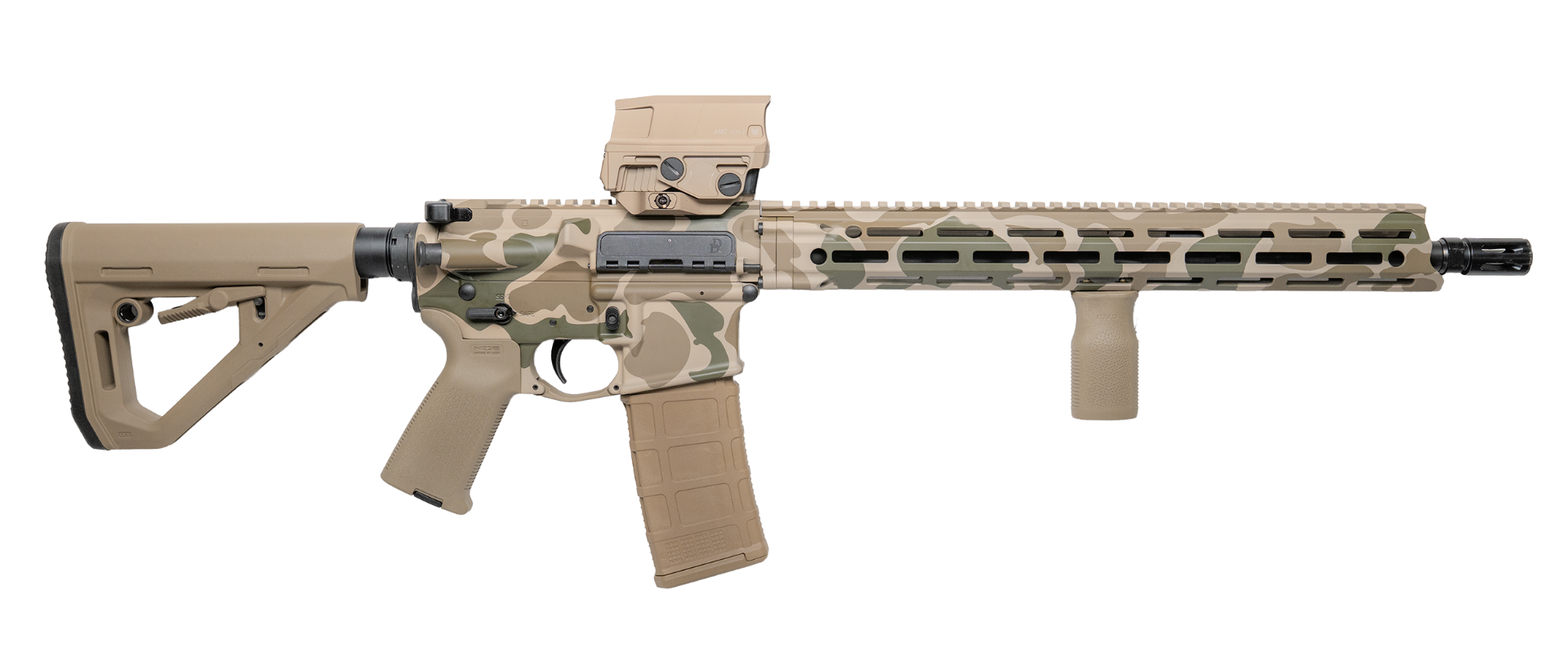 CNC Firearms Daniel Defense DDM4 V7 16"  5.56 NATO w/ Vortex AMG UH-1 Red Dot, Duck Camo
