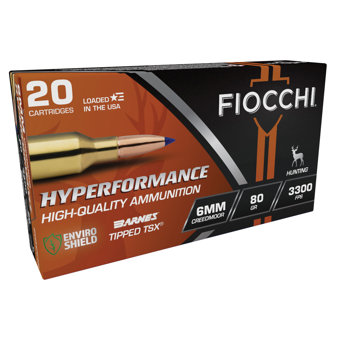 Fiocchi 6CMTT Hyperformance 6mmCreedmoor 80gr Barnes Tipped TSX 20 Per Box/10 Case - No Credit Card Fees - Low, flat rate shipping