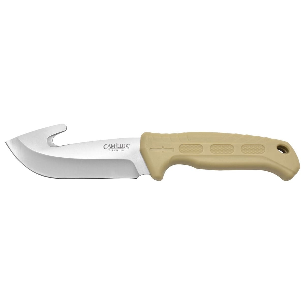 Camillus Roto Fixed Blade Gut Hook Knife, Tan - CAM-19156