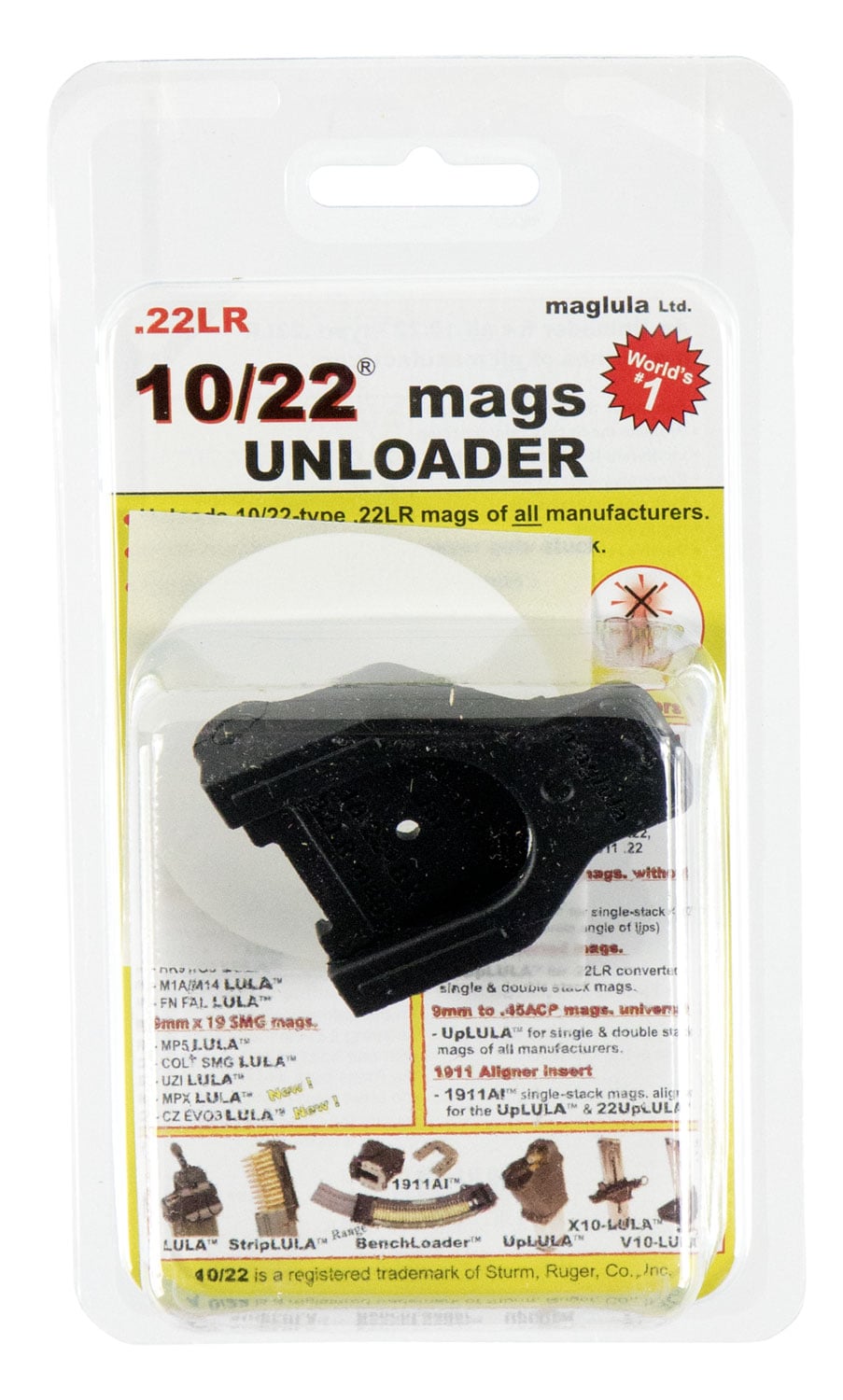 Maglula LULA Ruger 10/22 .22lr Polymer Universal Magazine Unloader, Black - LU32B