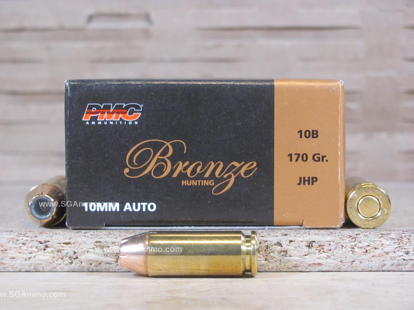 500 Round Case – 10mm Auto 170 Grain Jacketed Hollow Point Ammo by PMC – 10B