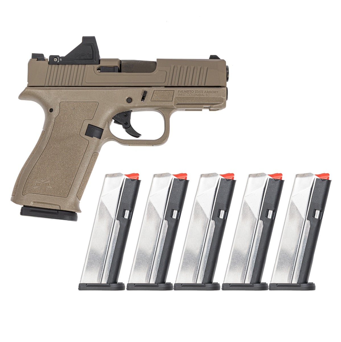 PSA Dagger Micro Complete 9mm Pistol, Shield Cut FDE, w/ Viridian RFX11 and 5 Slick 15rd Mags