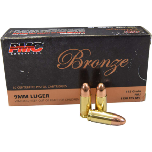 PMC 9A Bronze Target 9mm Ammunition 115 GR FMJ - 50 Round Box