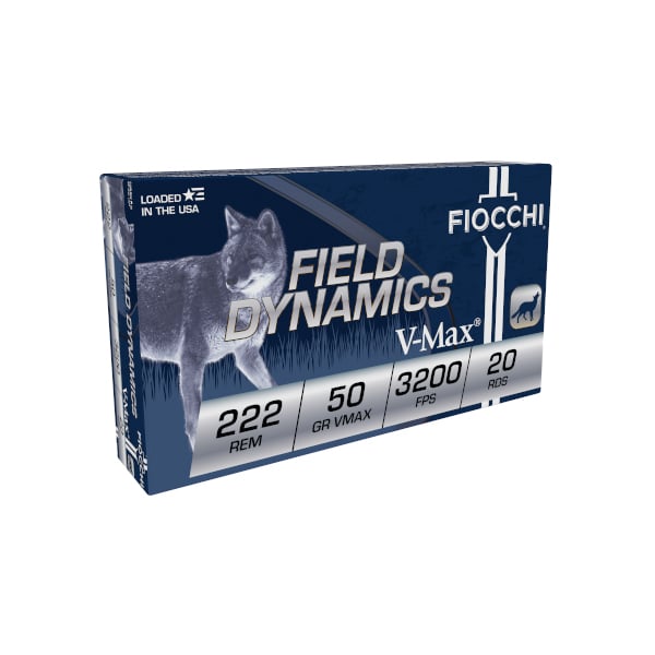 Fiocchi Field Dynamics .222 Remington 50gr. V-MAX Ammo, 20rds - 222HVA