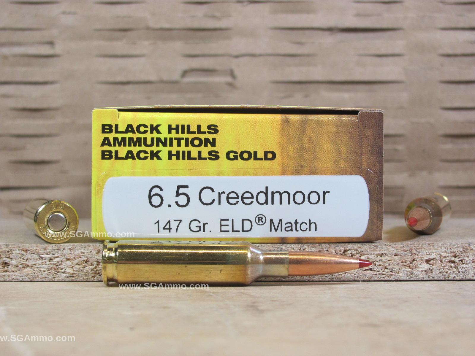 100 Round Case – 6.5 Creedmoor 147 Grain ELD Match Black Hills Gold Ammo