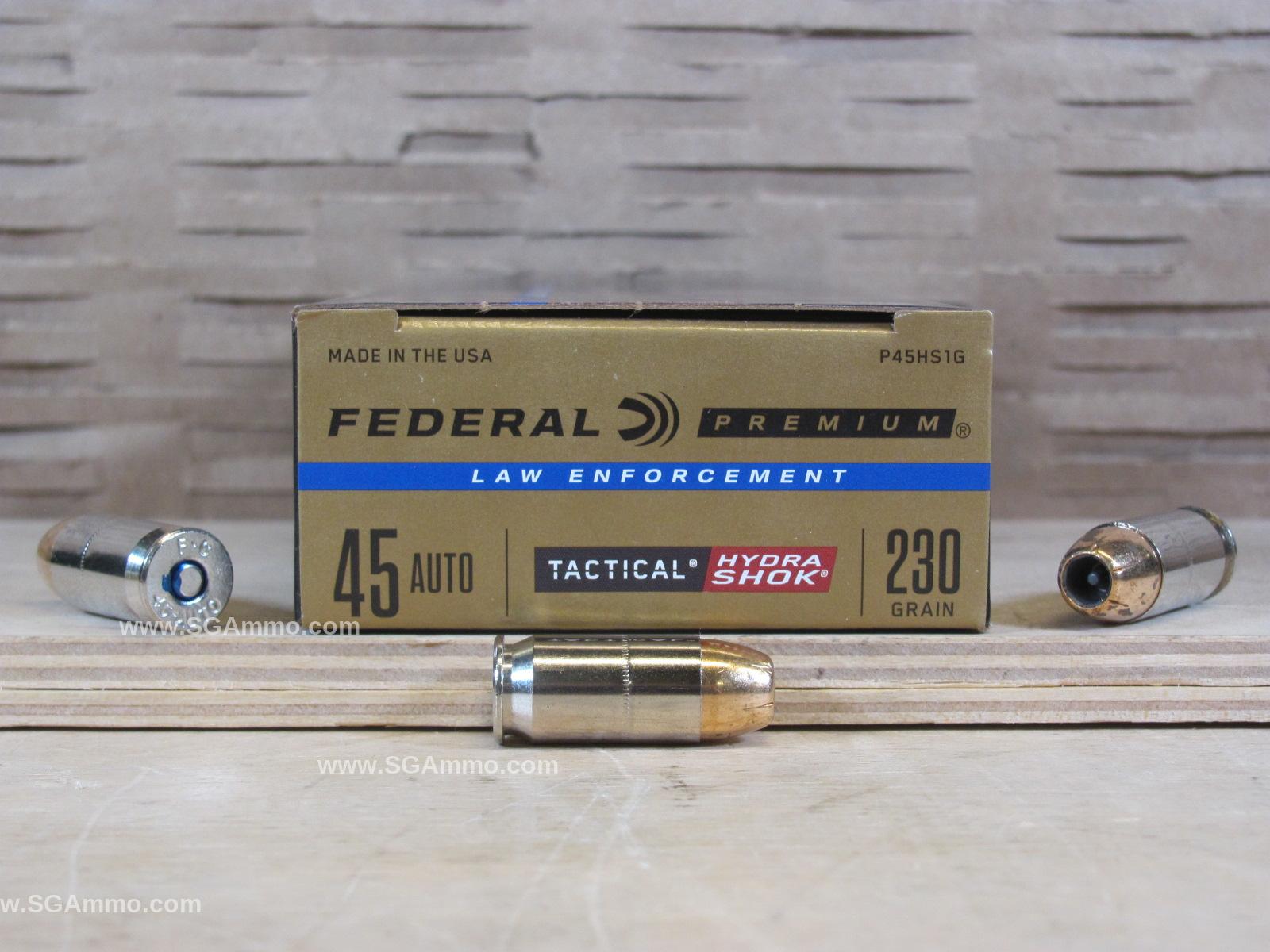 1000 Round Case – 45 Auto / ACP Federal Hydrashok 230 Grain JHP Ammo – P45HS1G
