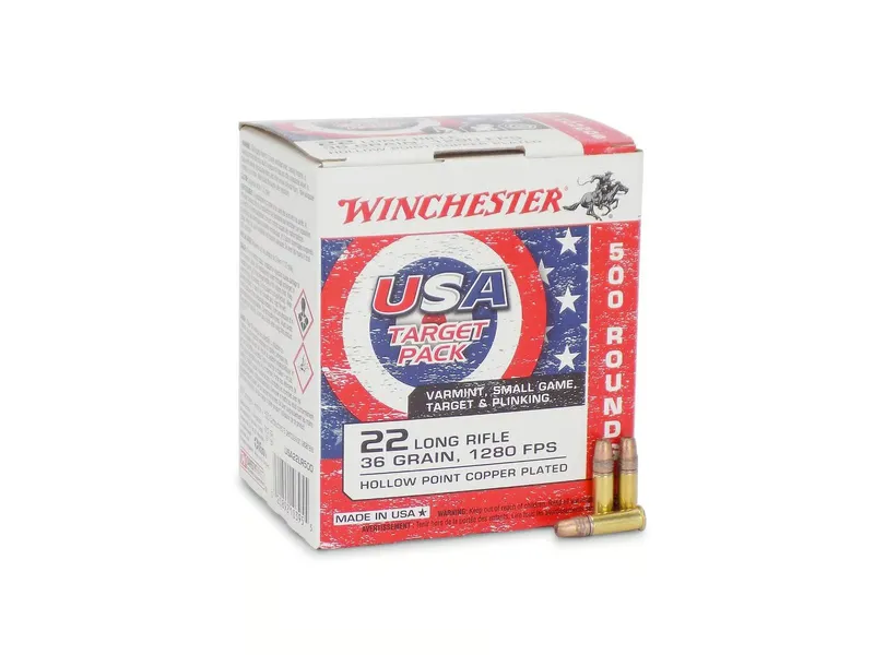 Winchester USA 22 LR 36 Grain Copper Plated HP (Box)