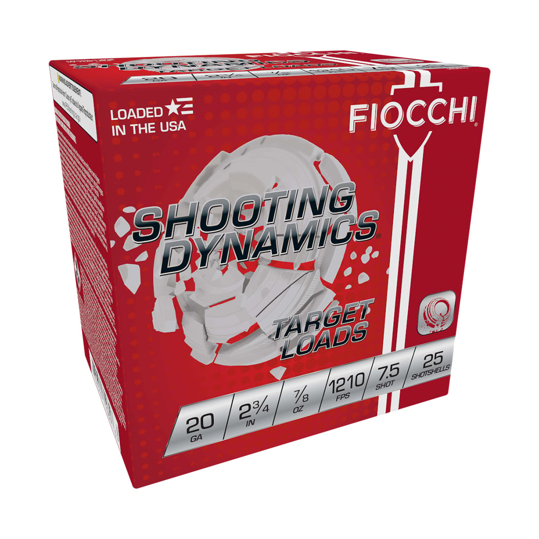 Fiocchi Shooting Dynamics Clay Target 2.75" 20 Gauge Ammo, 25 Rounds - 20SD75