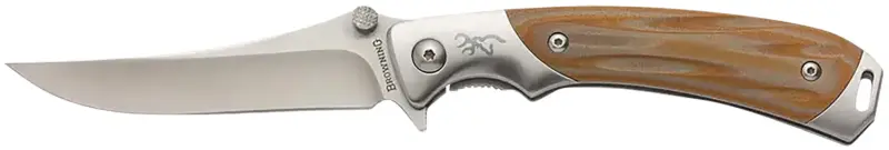 Browning 3220330 Wicked Wing 3.50" Folding Trailing Point Plain Satin 7Cr17MoV SS Blade Amber/Satin G10/SS Handle Includes Pocket Clip