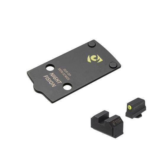 Night Fision Optic Plate + Backup Sight Combo - 507K Compatible  Glock 43X/48 MOS