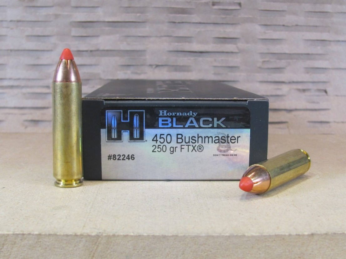 20 Round Box – 450 Bushmaster 250 Grain FTX Hornady Black Ammo – 82246