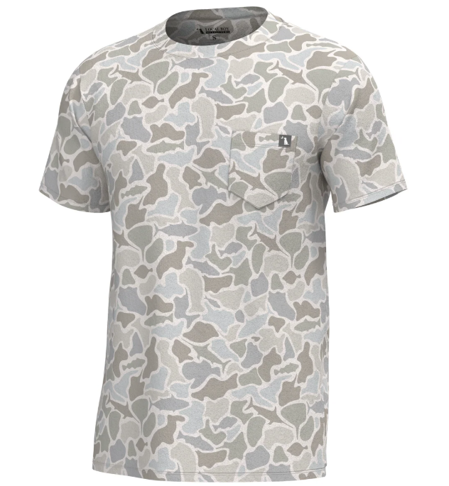 Local Boy S/S Heather Blend Crew, Saltwater Camo - Large