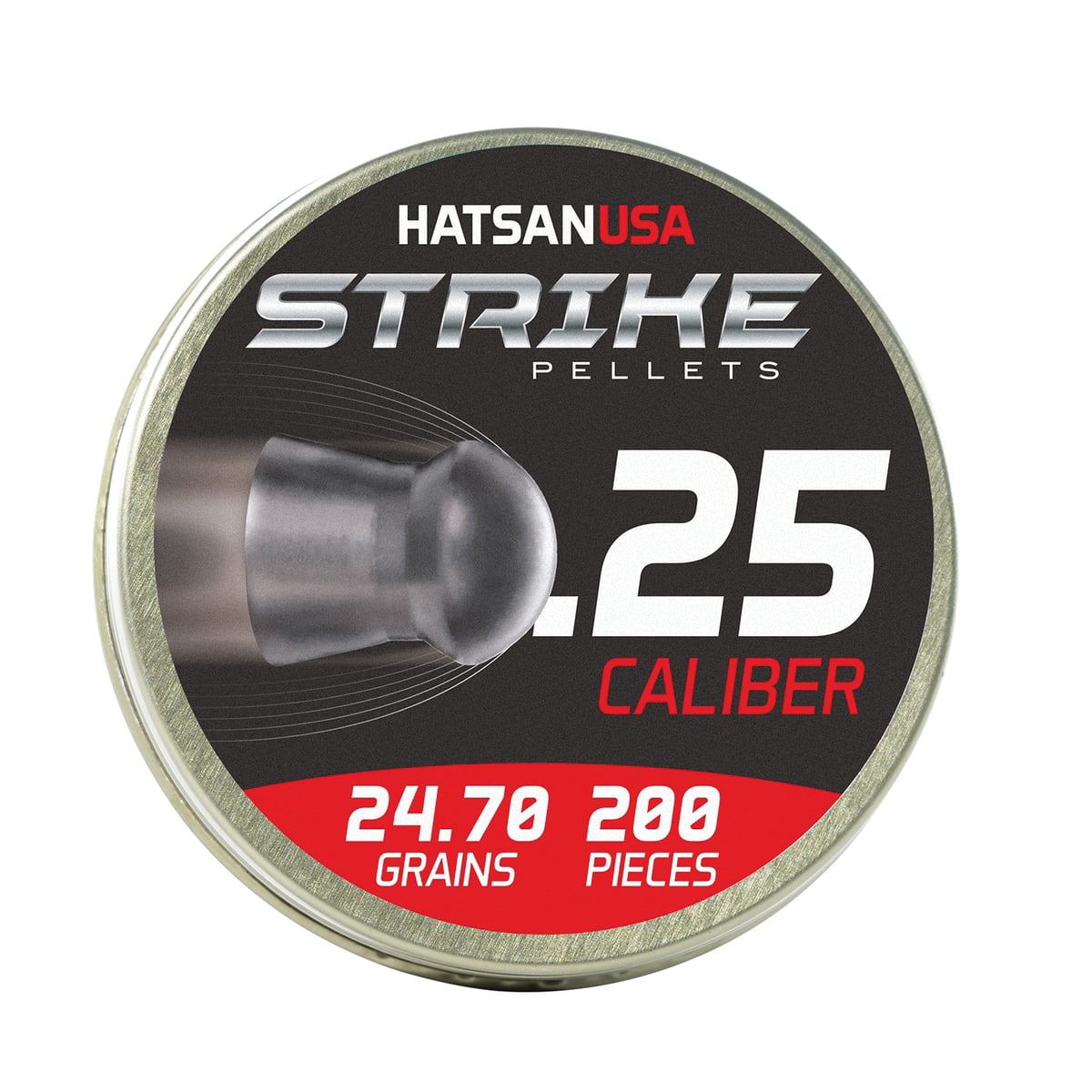 Hatsan USA Vortex Strike Pellets .25 Cal Domed Airgun Rifle Pellet, 24.70 gr 200rds