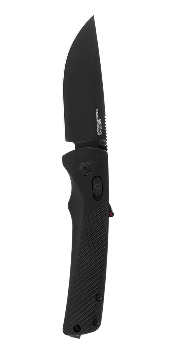 SOG Knives Flash AT Blackout Straight Back Folding Knife, Black - 11-18-01-41