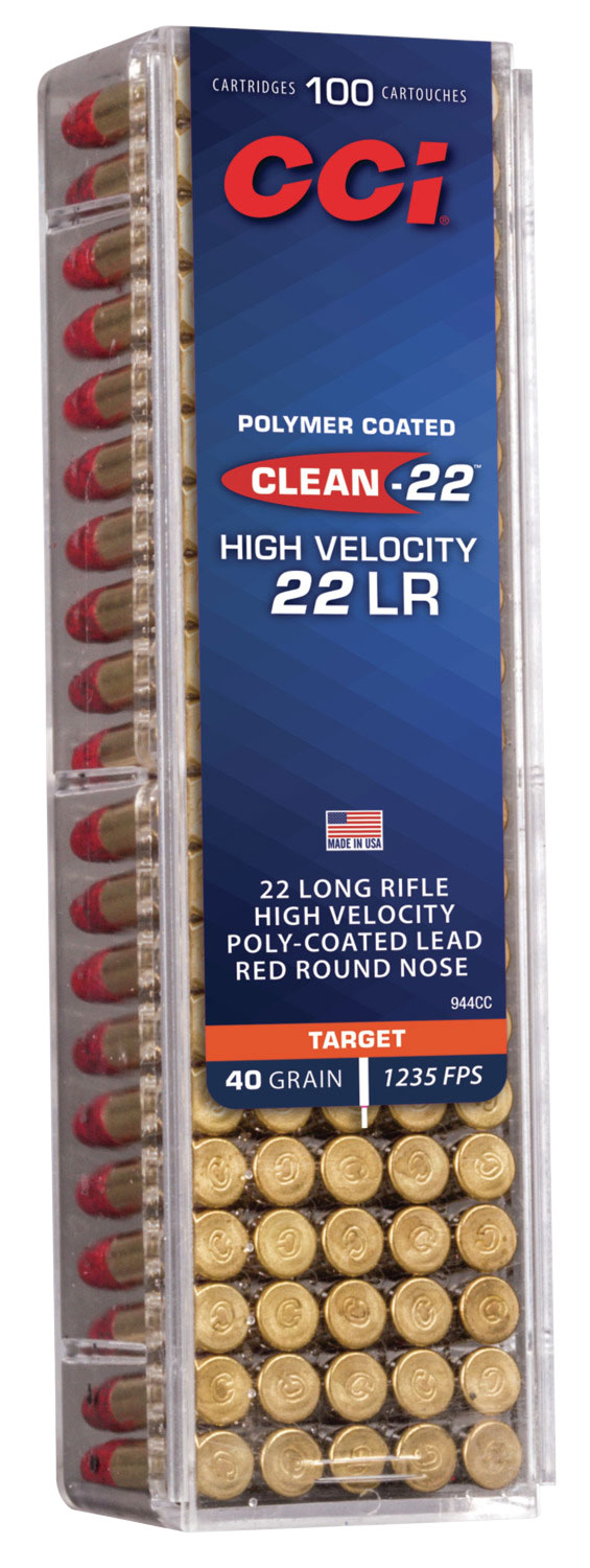 CCI Clean-22 High Velocity 40 gr Red Lead Round Nose .22lr Ammo, 100/box - 944CC