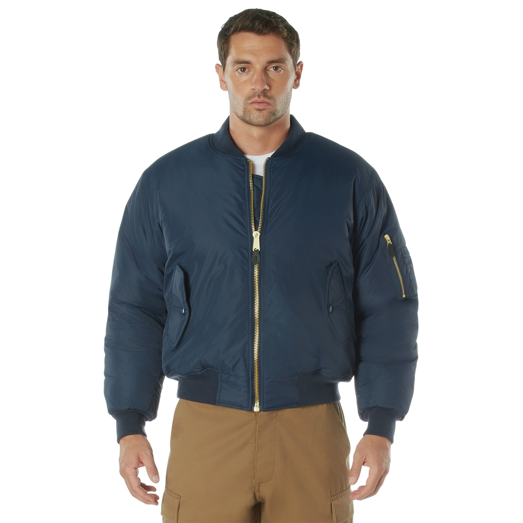 Rothco Enhanced Nylon Ma-1 Flight Jacket - Navy Blue, Medium