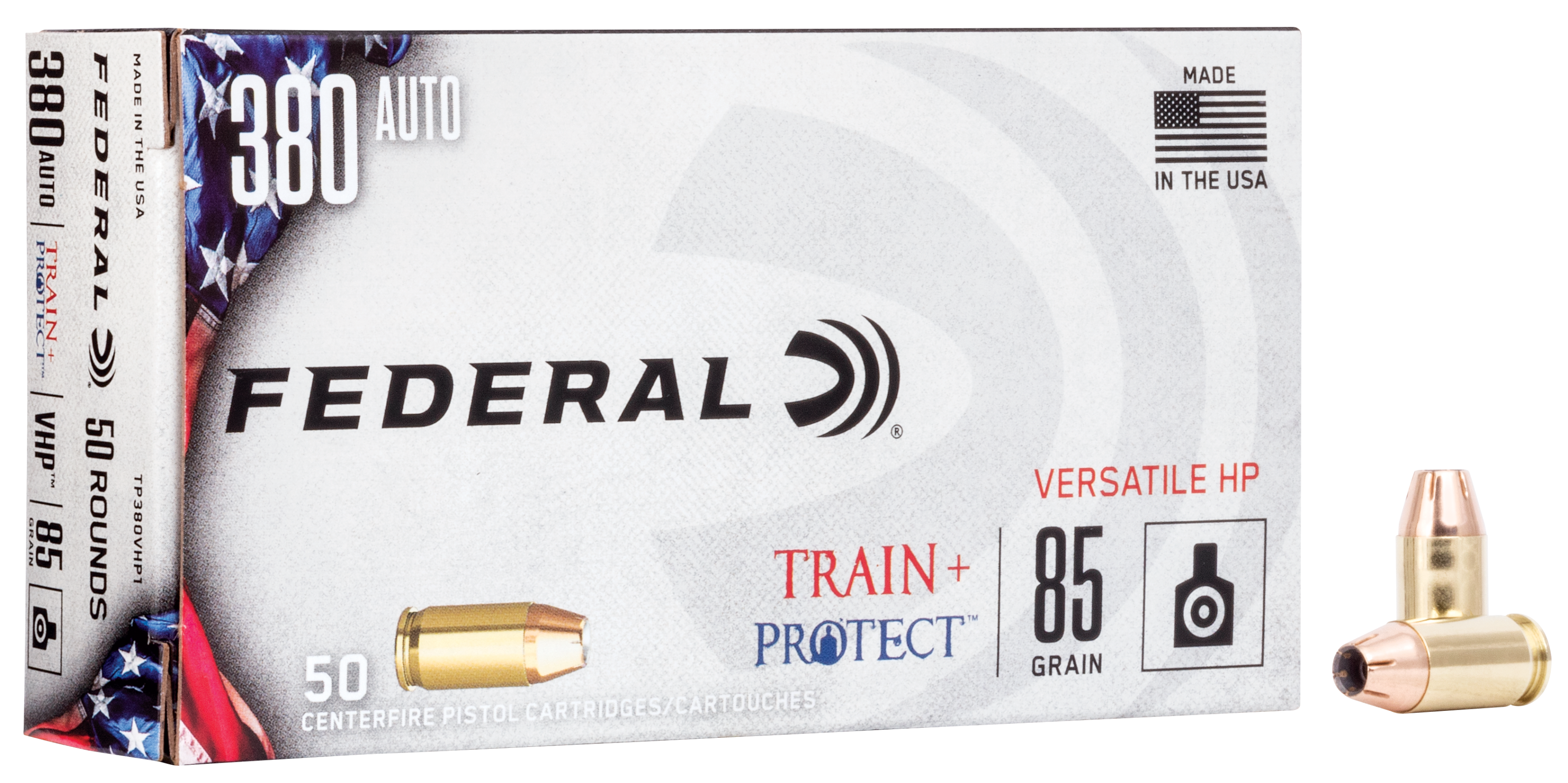 Federal Train + Protect 380 ACP 85 Grain Versatile Hollow Point TP380VHP1 (Box)