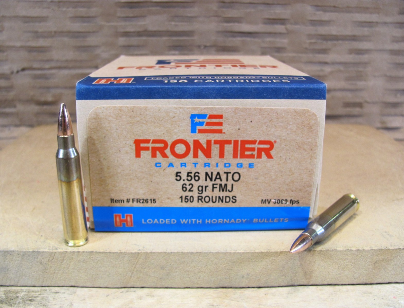 150 Round Box – 5.56 NATO 62 Grain FMJ Hornady Frontier Ammo – FR2615