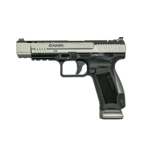 CANIK TP9SFX 20RD 5.2IN WARREN SIGHT TUNGSTEN PLASTIC CASE AND ACCESSORIES INCLUDED FACTORY USED