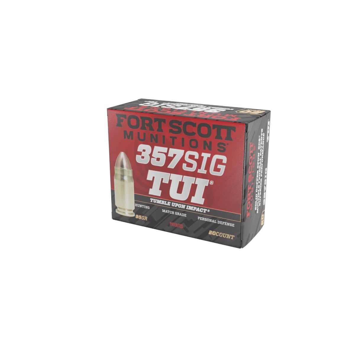 Fort Scott Munitions 357SIG095SCV Tumble Upon Impact (TUI) 357Sig 95gr Solid Copper Spun 20 Per Box/25 Case - No Credit Card Fees - Low, flat rate shipping