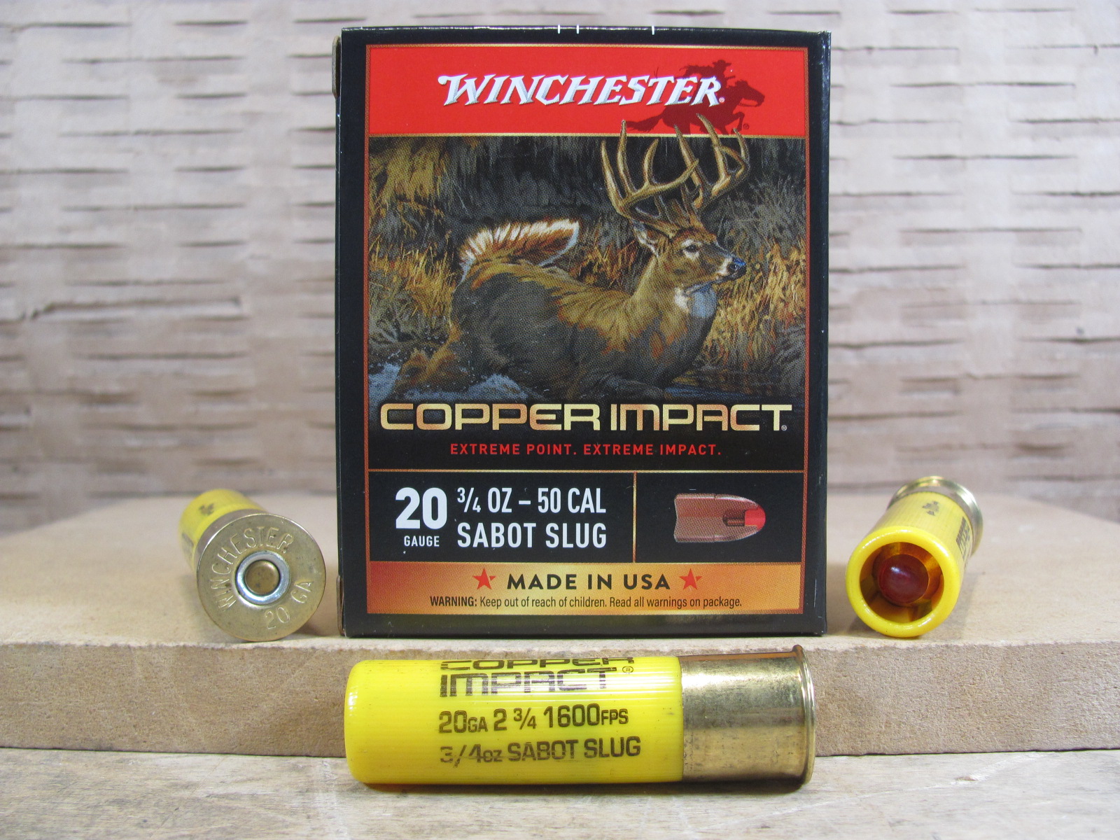 5 Round Box – 20 Gauge 2.75 In 3/4 OZ 1600 FPS 50 Cal Sabot Slug Winchester Copper Impact Ammo – X20CLF