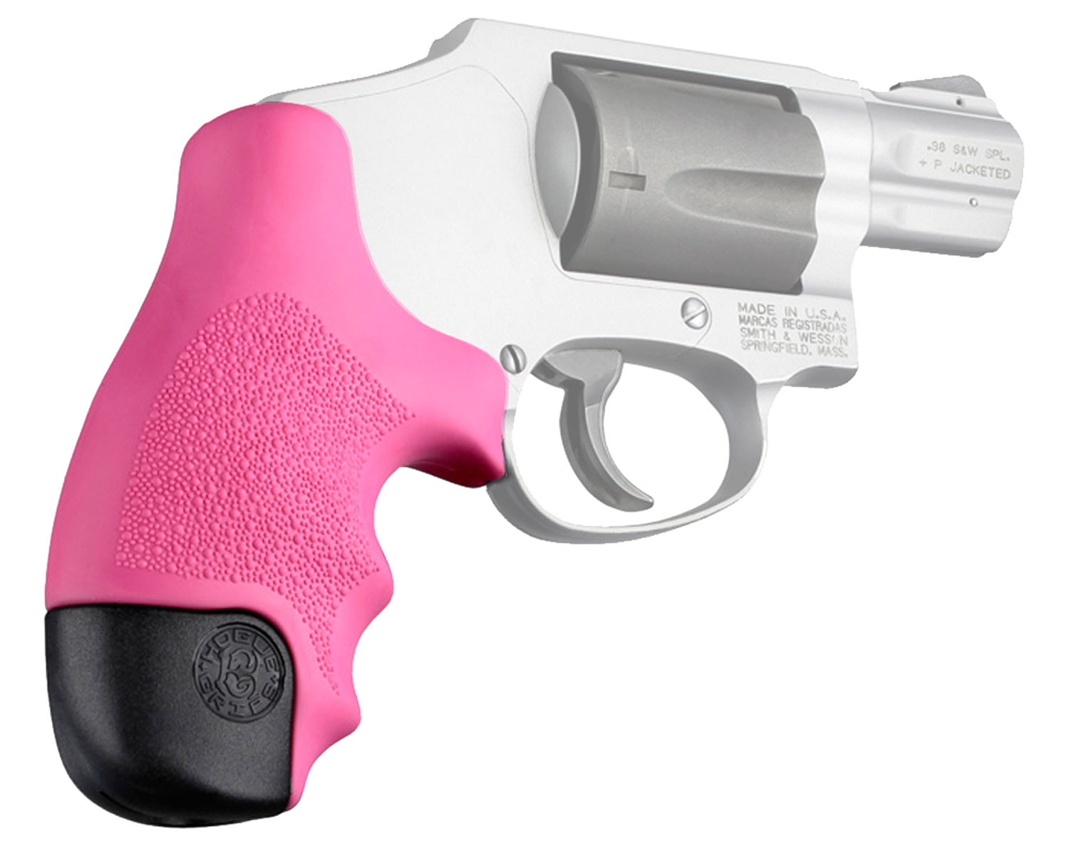 Hogue Tamer Grip for S&W J Frame Round Butt Centennial/Polymer Bodyguard Revolvers, Pink - 60027