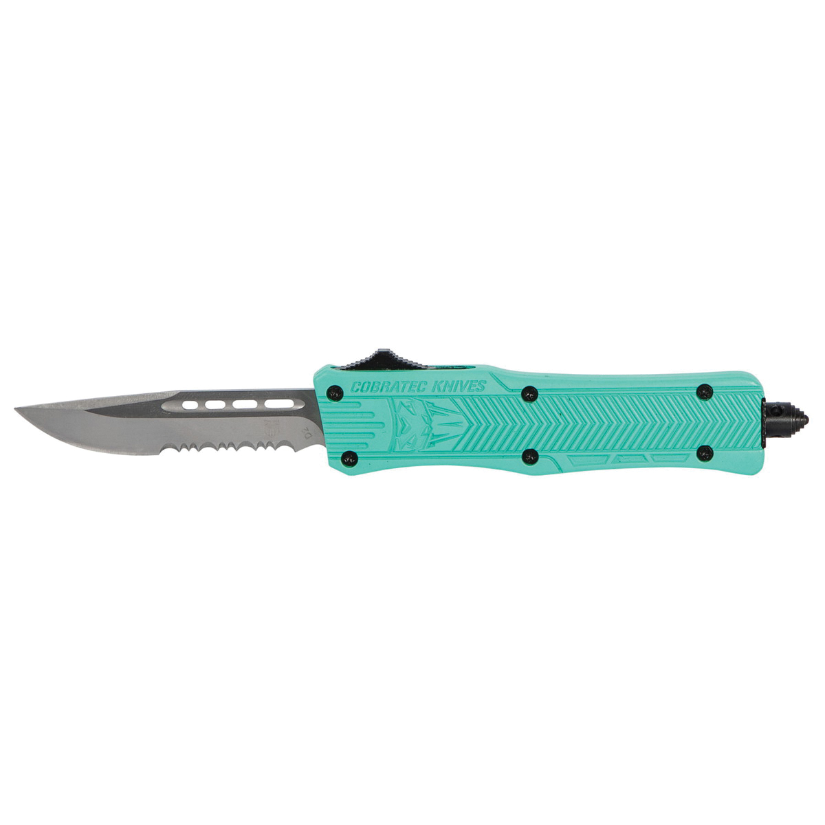 Cobra TEC Knives LLC CTK-1 Small OTF Knife Partially Serrated, Teal