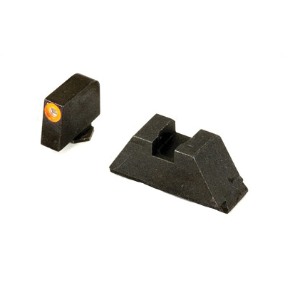 AmerGlo Suppressor Height Green Tritium Orange Outline Front Black Rear Sight Set For All Glocks Except 42/43 - GL-511