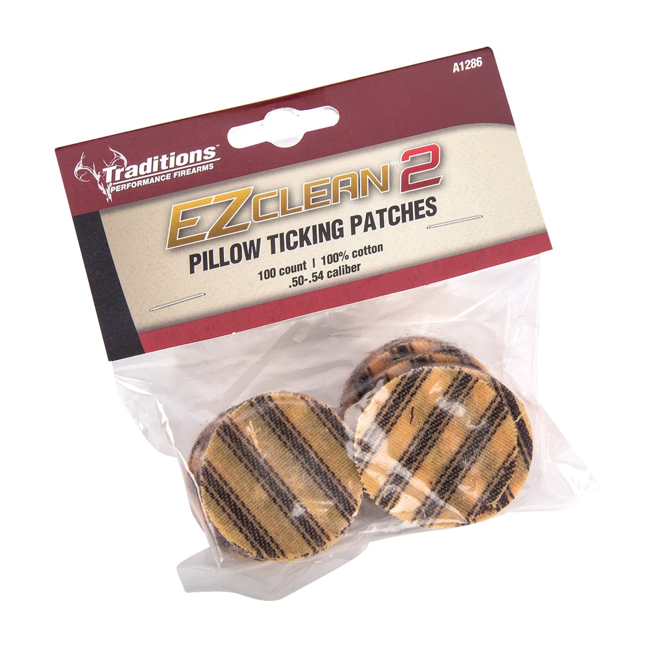 Traditions Firearms EZ Clean 2 Pillow Ticking Patches, .50 to .54, 100/bag - A1286