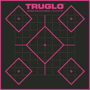 Truglo TG14P6 Tru-See  Self-Adhesive Paper 12 x 12 5-Diamond Black Target Paper w/Black Target & Pink Accents 6 Per Pack