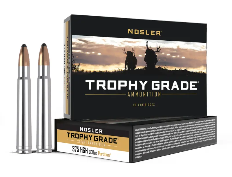 Nosler 40606 Trophy Grade Safari 375H 300gr Nosler Spitzer Partition 20 Per Box/10 Case