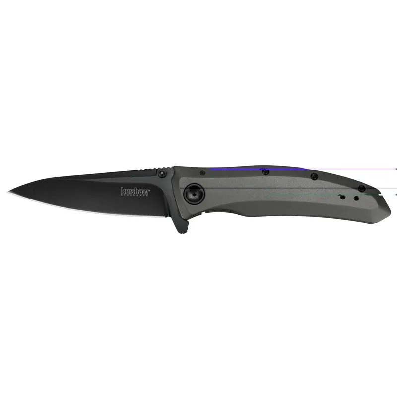 Kershaw Grid 3.7" Folding Knife - Plain Edge  Black-Oxide  SpeedSafe Assisted