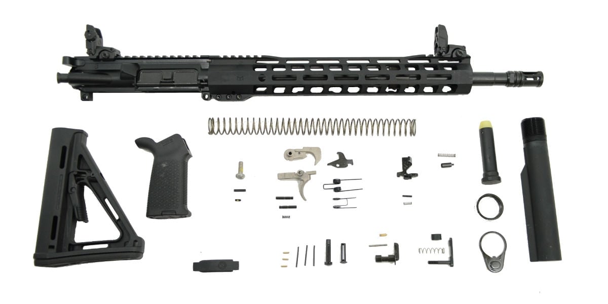 PSA AR-15 Rifle Kit 5.56 16" 1:7 Mid-Lgth Nitride 13.5" LTWT M-Lok MOE w/ MBUS Sights