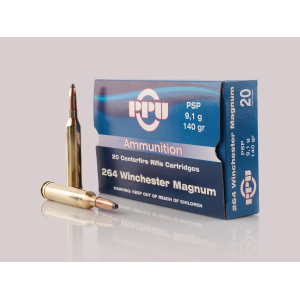 PPU Standard Rifle Ammunition .264 Win Mag PSP 140 gr 3018 fps 20/ct